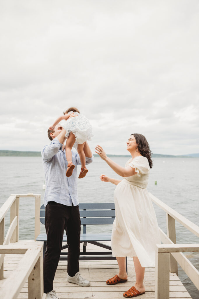 Natural maternity photography in Blue Hill Maine with coastal backdrop