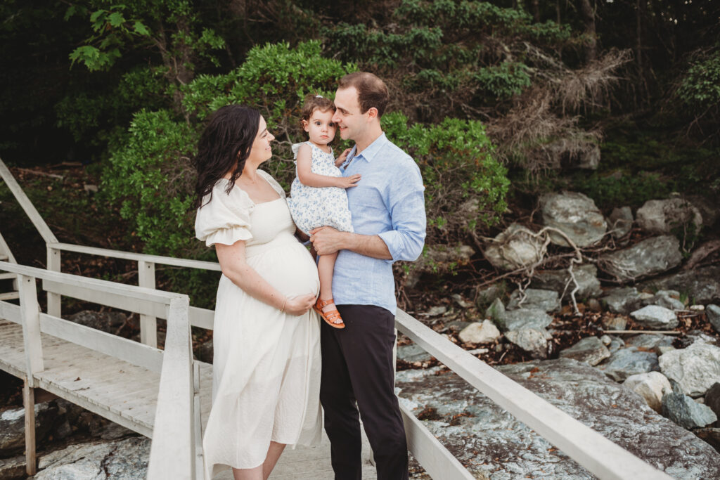 Blue Hill maternity photography session at oceanfront family cottage in Maine
